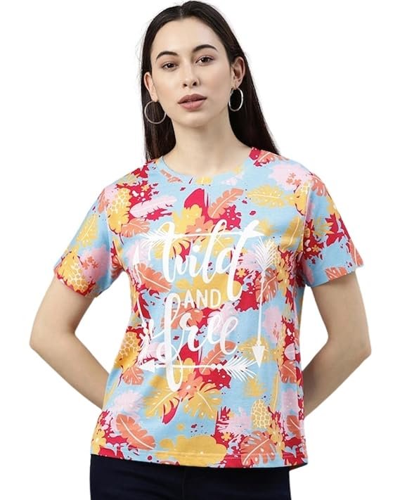 Best and Stylish XXXL T Shirts For Women JUNEBERRY® 100% Pure Cotton Regular Fit All Over Printed Half Sleeve T Shirt for Women & Girls