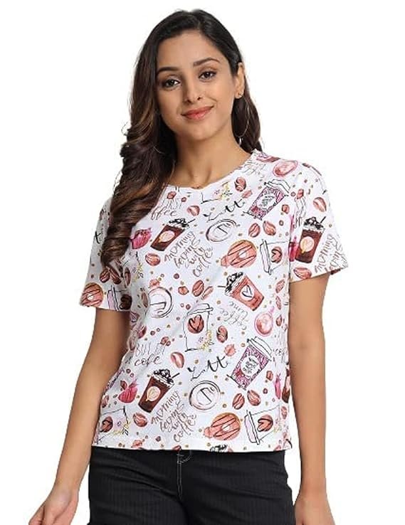 Best and Stylish XXXL T Shirts For Women JUNEBERRY® Cotton Regular Fit Printed Half Sleeves T Shirt for Women