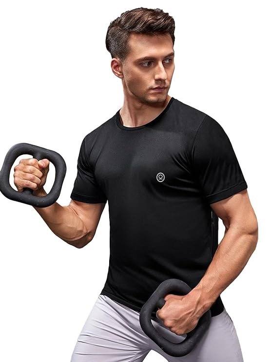 top 3 mens xxxl t shirts for gym logo CHKOKKO Men's Solid Regular Fit Sports T Shirt