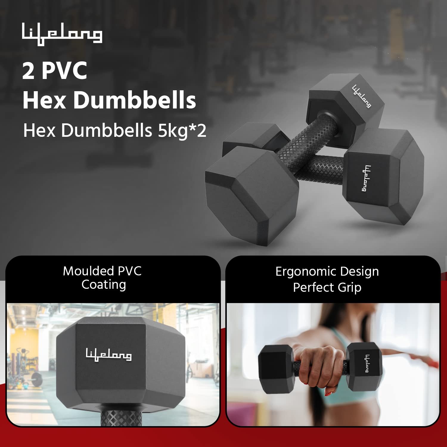 Get Fit With Hex Dumbells 5 Kg Dumbell Durable & Compact Home Workout Essential Features